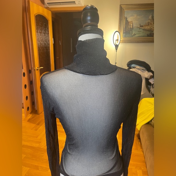 La petite Francaise Women’s sheer top turtleneck lurex sparkly Sz S/M - Picture 14 of 16